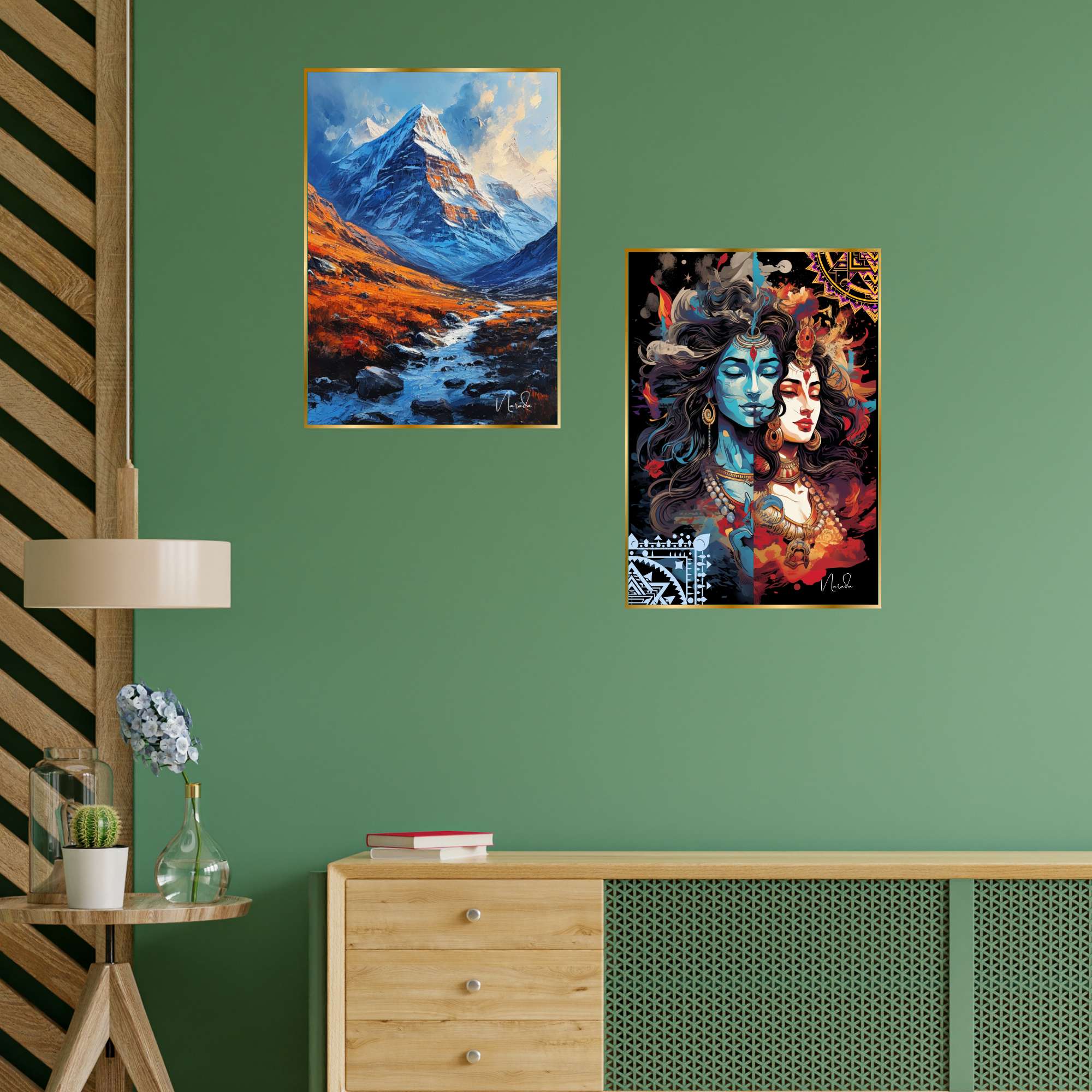 Set of Two Wall Paintings for Wall Dacoration Golden Framed Wall Paintings for Living Room & Bedroom Wall Art for Home Decoration & Office Wall Décor (14x11 inch CH-GD2-9) - Image 2